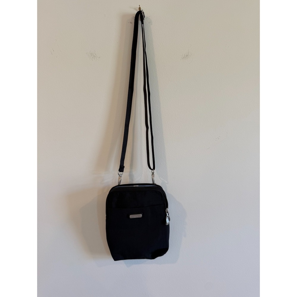 Baggallini Black Nylon Crossbody Purse Travel Organizer Bag 7" Wide